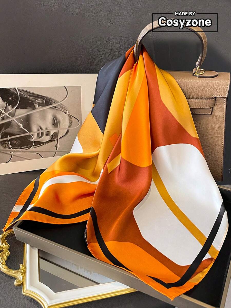 Headband Summer Knit - Faux silk geometric print bandana scarf