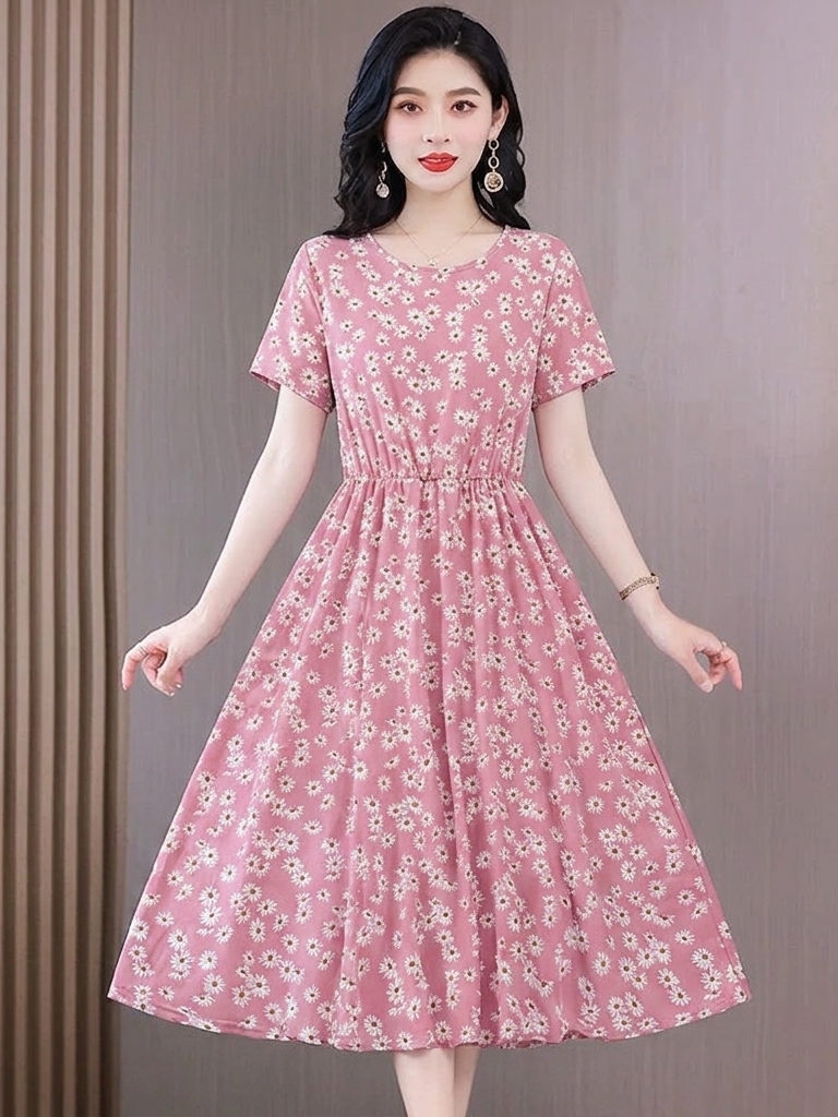 Midi Skirt Floral - Elegant Floral Print Midi Dress Women's