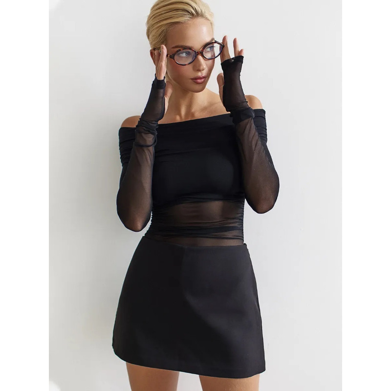Women  Mesh Off Shoulder Top S - Blouse Off Shoulder recension och pris