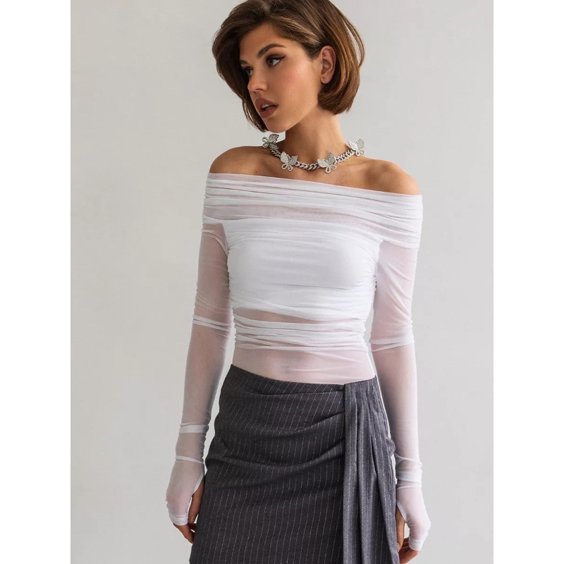 Women  Mesh Off Shoulder Top S - Blouse Off Shoulder recension och pris