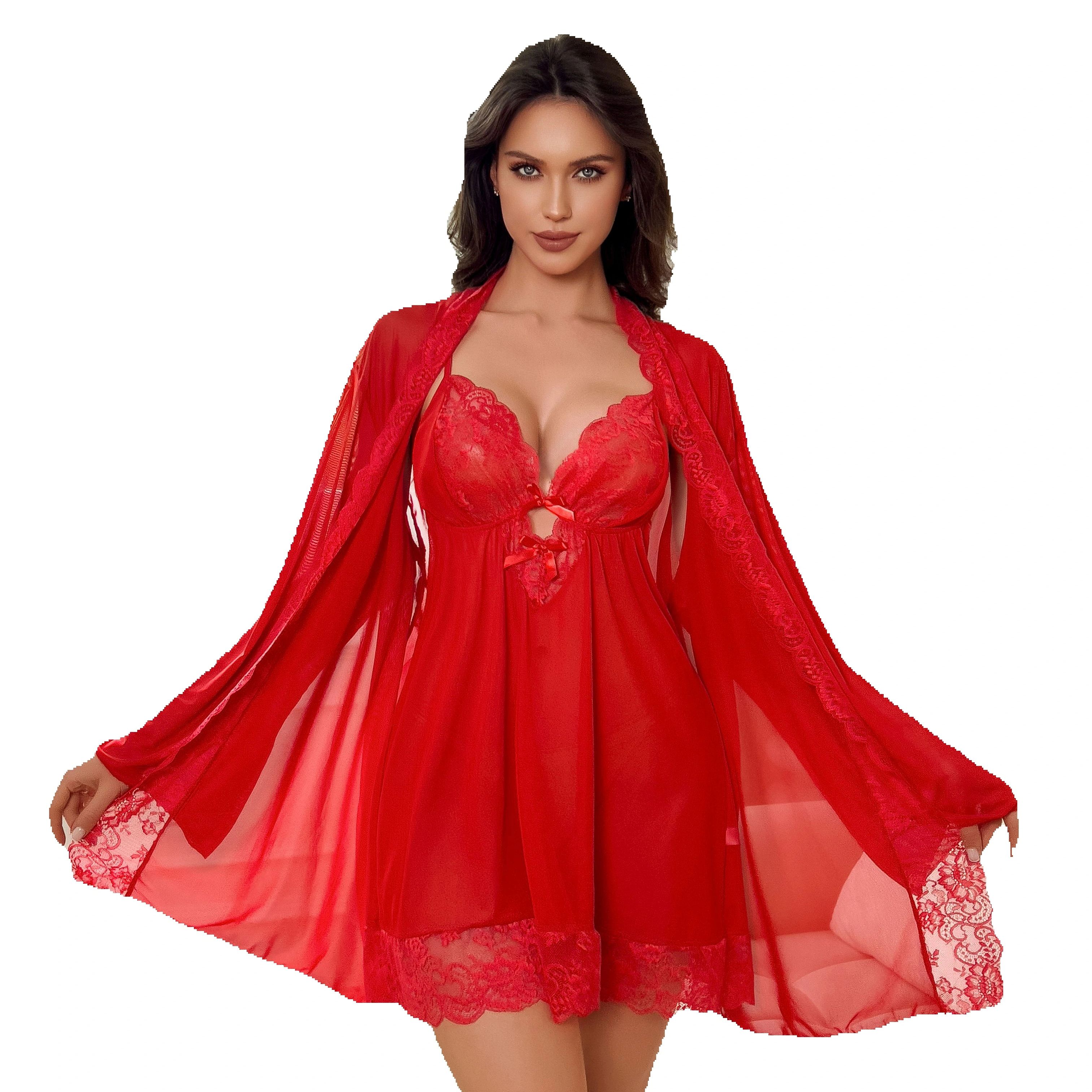 Plus Size Women Sexy Red Sheer - Kimono Sheer Floral recension och pris