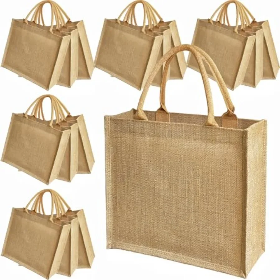 15 Pack Burlap Tote Bags 12x12 - Tote Bag Beach recension och pris