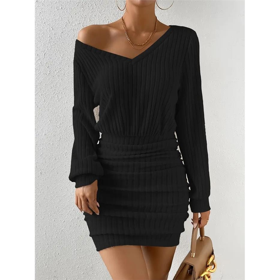 Women's Long Sleeve V-Neck Fle - Linen Dress Wrap recension och pris