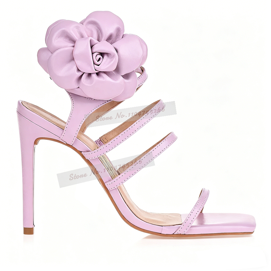 Pink Matte Big Flower Embellis - Sandal Strappy Heeled recension och pris