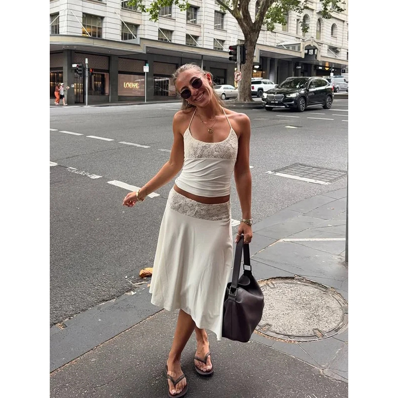 Sexy Lace Patchwork Sling Top  - Maxi Dress Halter recension och pris