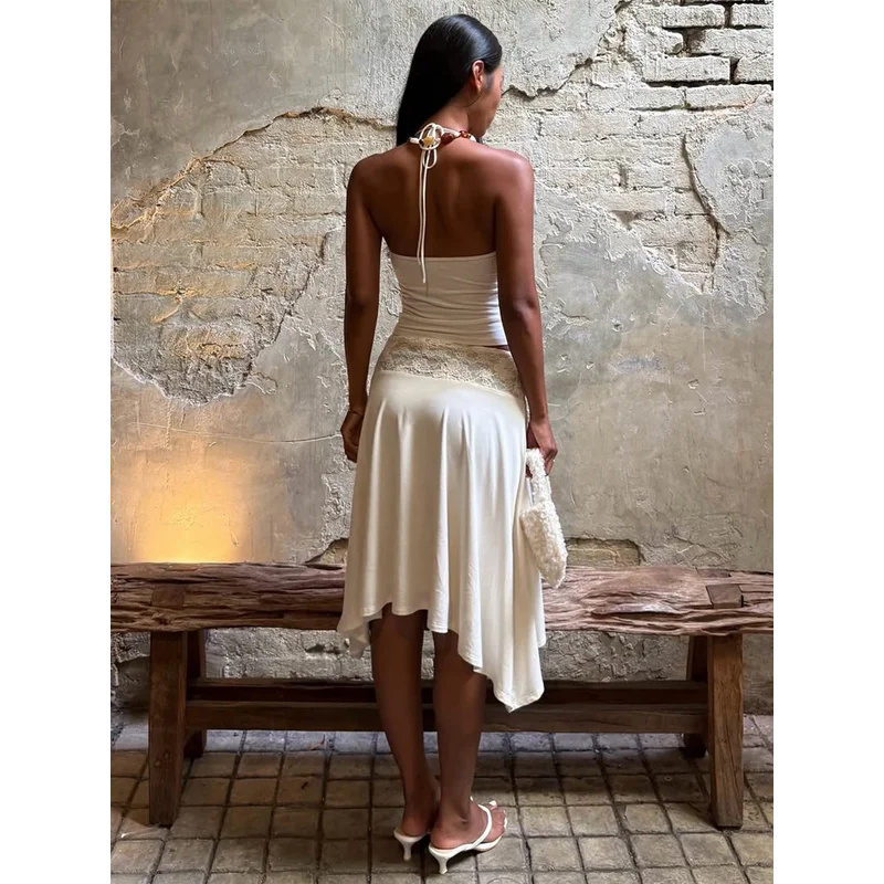 Sexy Lace Patchwork Sling Top  - Maxi Dress Halter recension och pris