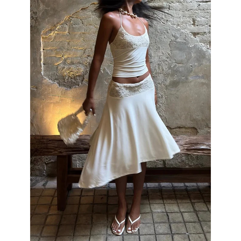 Sexy Lace Patchwork Sling Top  - Maxi Dress Halter recension och pris
