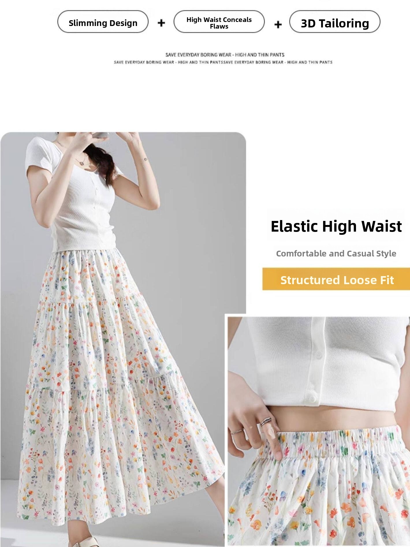 plus Size Floral Print A-Line  - Midi Skirt Floral recension och pris