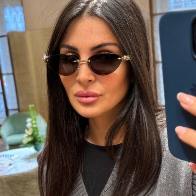 New Cat Eye Rivet Rimless Sung - Sunglasses Cat Eye recension och pris