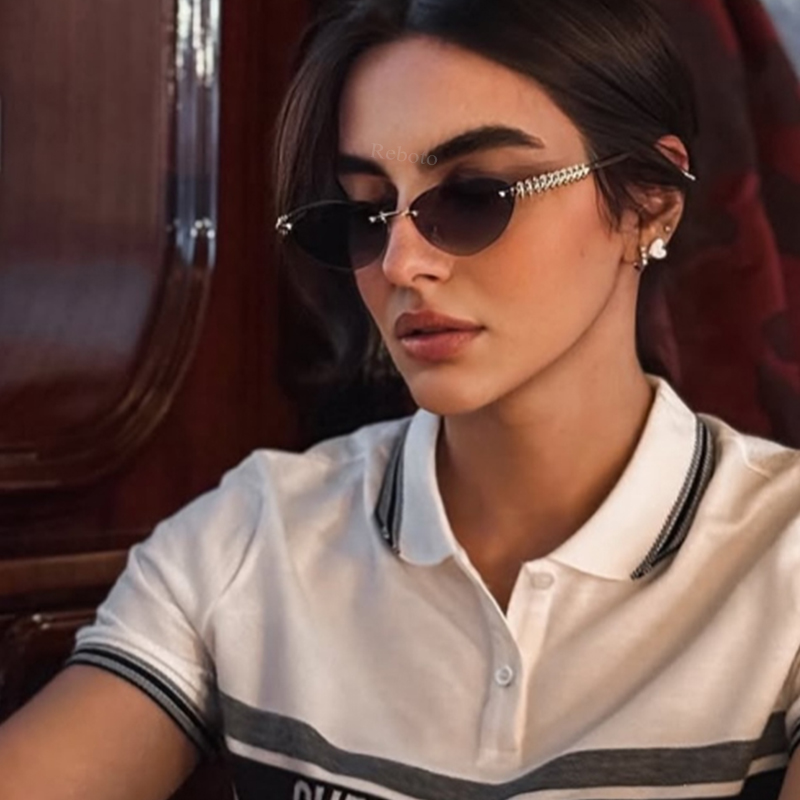 New Cat Eye Rivet Rimless Sung - Sunglasses Cat Eye recension och pris