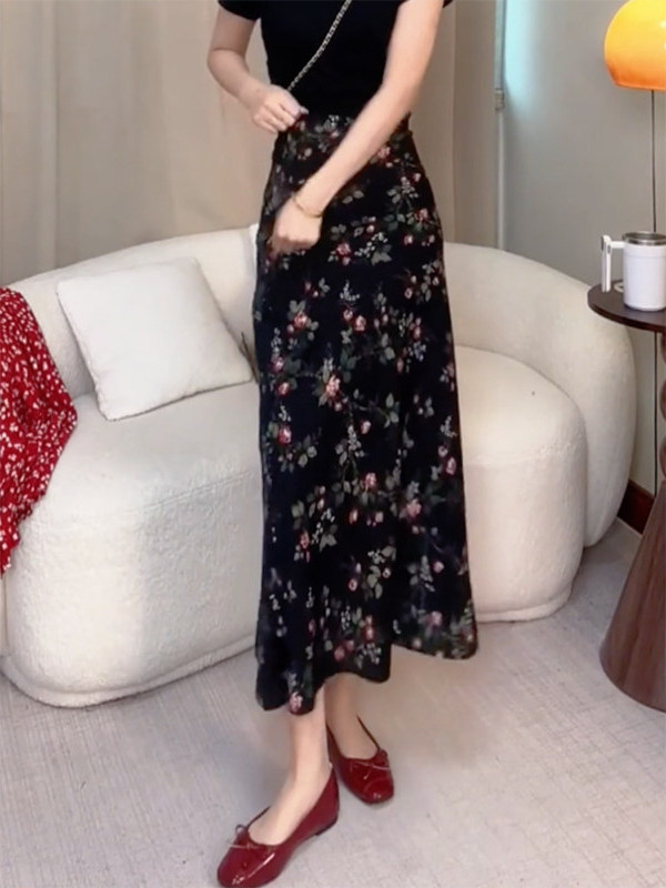 Summer New High Waist Floral P - Midi Skirt Floral recension och pris