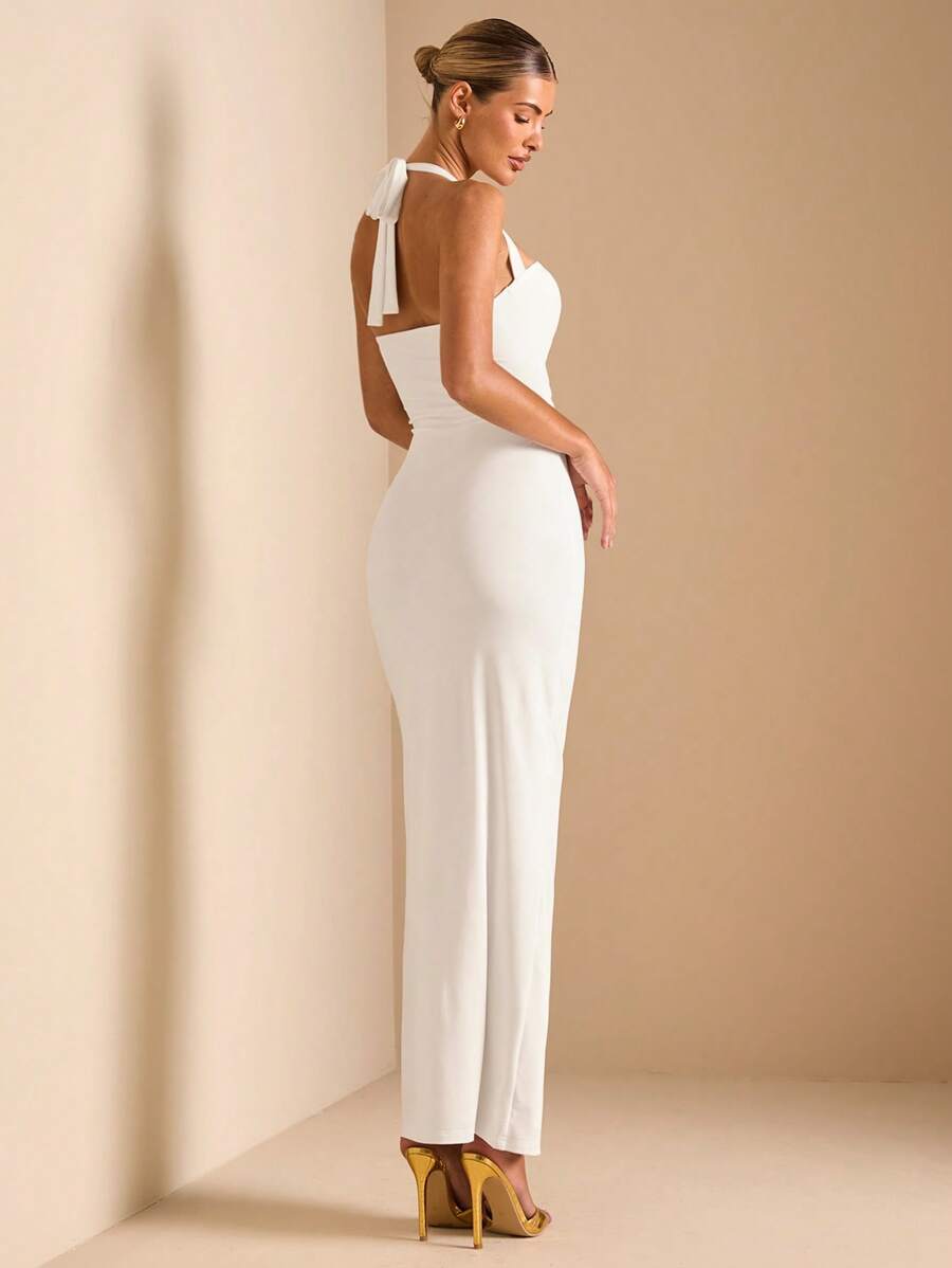 White Cut Out Halter Neck Fitt - Maxi Dress Halter recension och pris