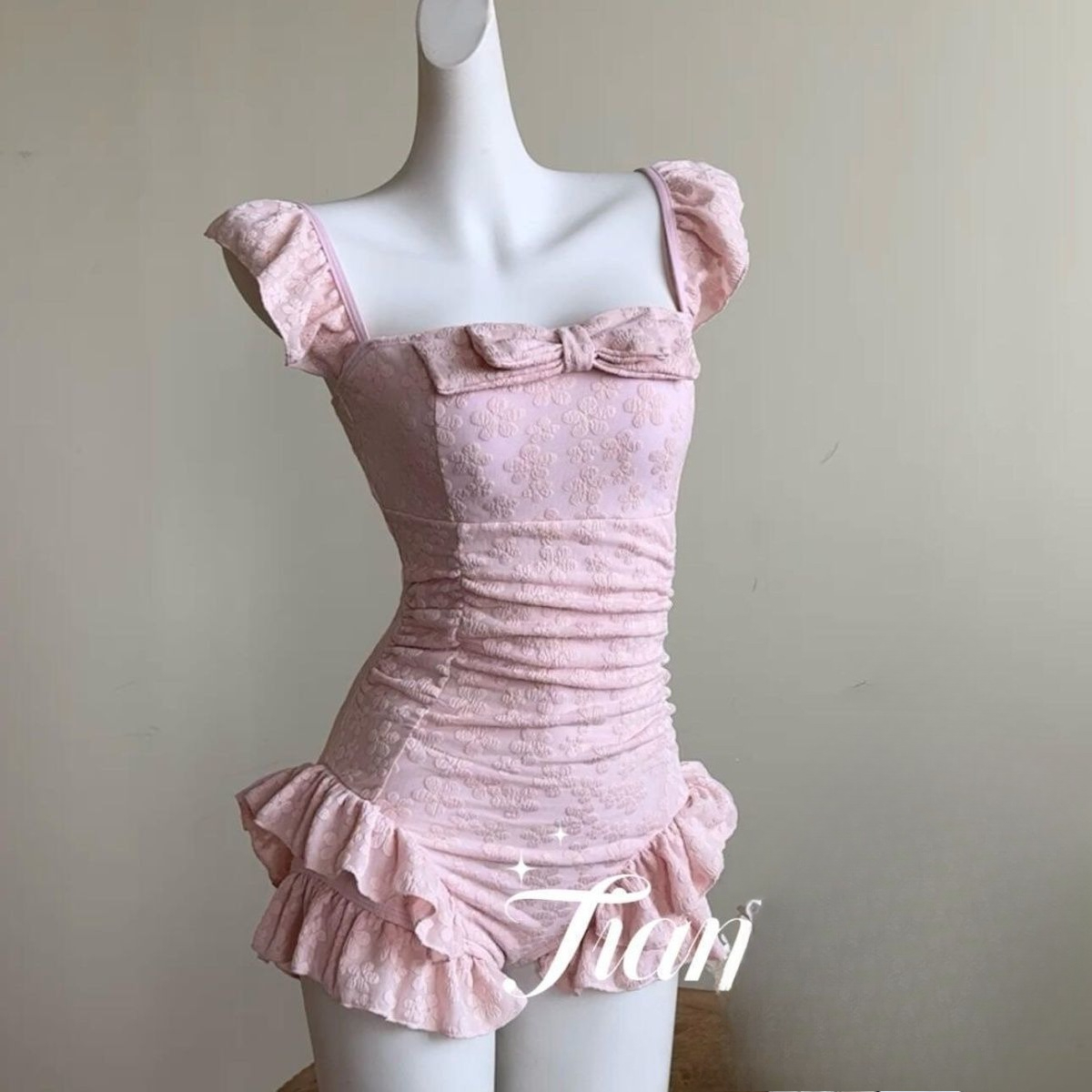 Swimsuit Women Pink Jacquard F - Swimsuit Bikini Ruched recension och pris