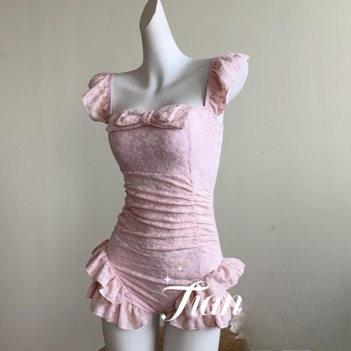 Swimsuit Women Pink Jacquard F - Swimsuit Bikini Ruched recension och pris