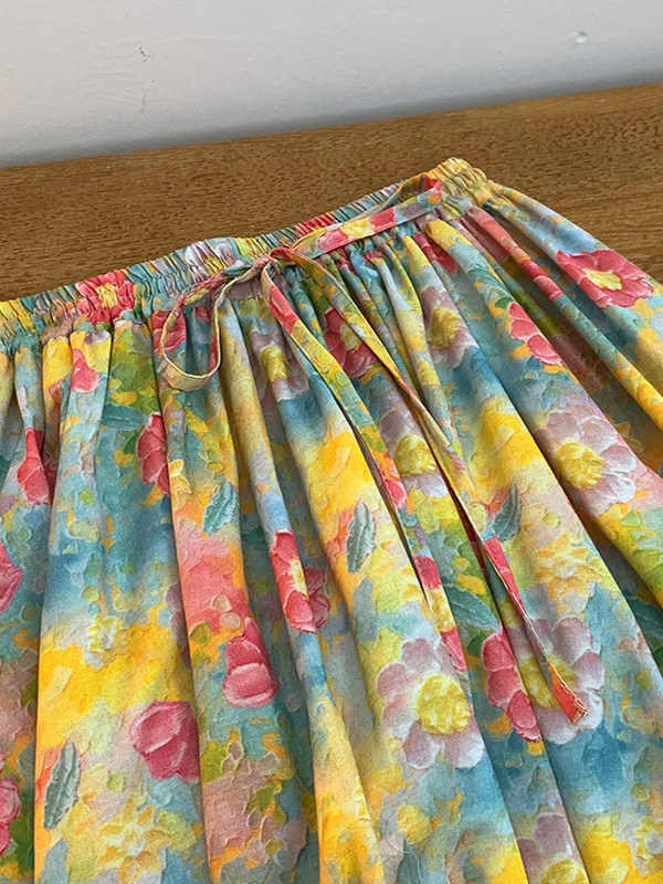 Retro Artistic Large Size A-Li - Midi Skirt Floral recension och pris