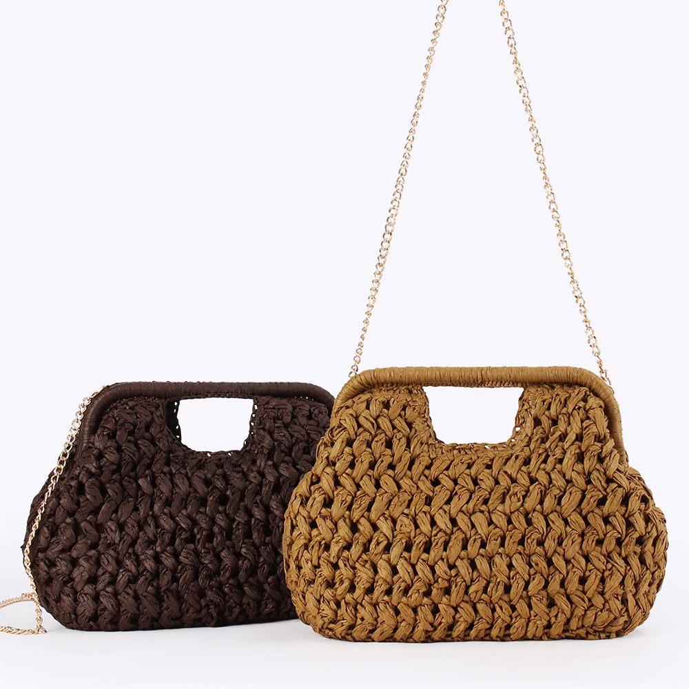 Elegant Ladies Chain Hand Knit - Crochet Bag Raffia recension och pris