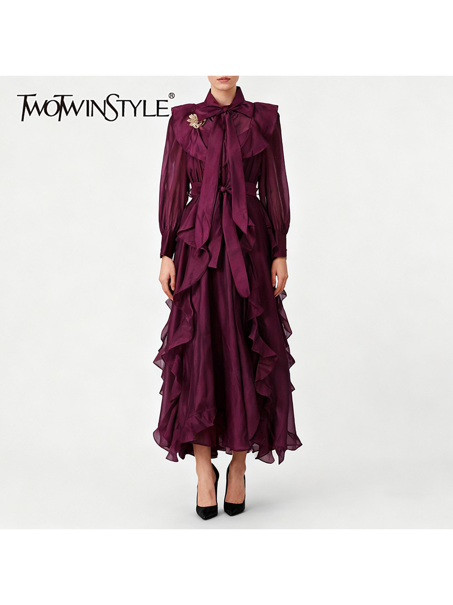 TWOTWINSTYLE Solid Spliced Ruf - Linen Dress Wrap recension och pris
