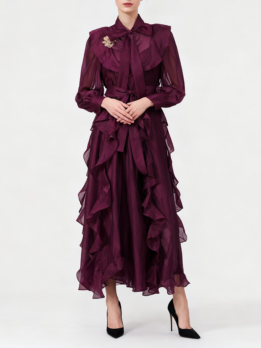 TWOTWINSTYLE Solid Spliced Ruf - Linen Dress Wrap recension och pris