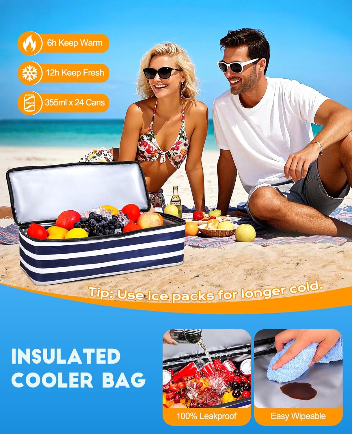 Beach Bag with Cooler, 49L Wat - Tote Bag Beach recension och pris