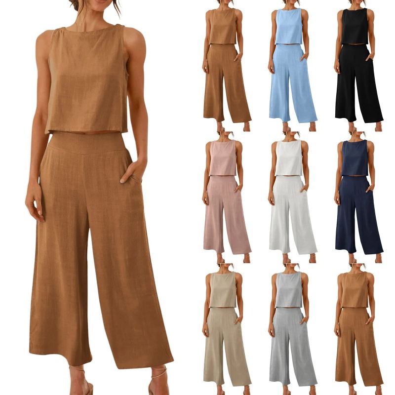 2025 New Summer Tops Cotton Li - Linen Pant Wide recension och pris