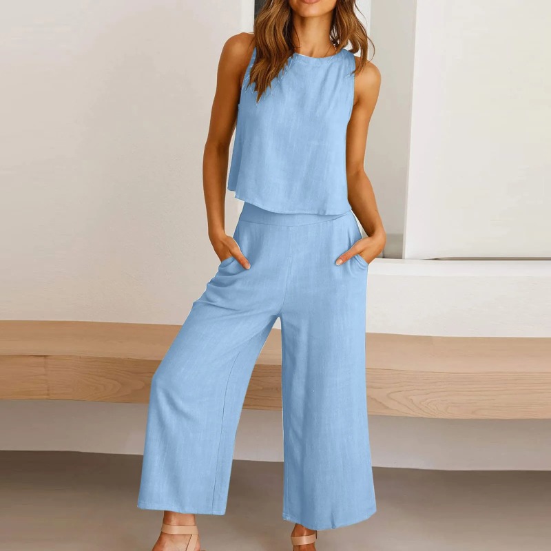 2025 New Summer Tops Cotton Li - Linen Pant Wide recension och pris