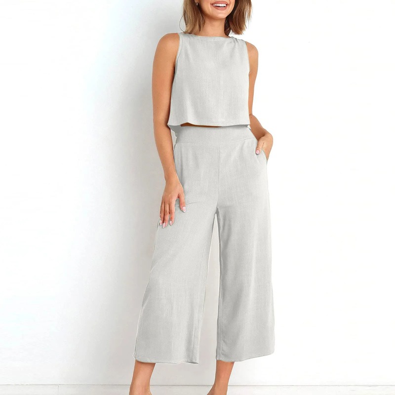 2025 New Summer Tops Cotton Li - Linen Pant Wide recension och pris