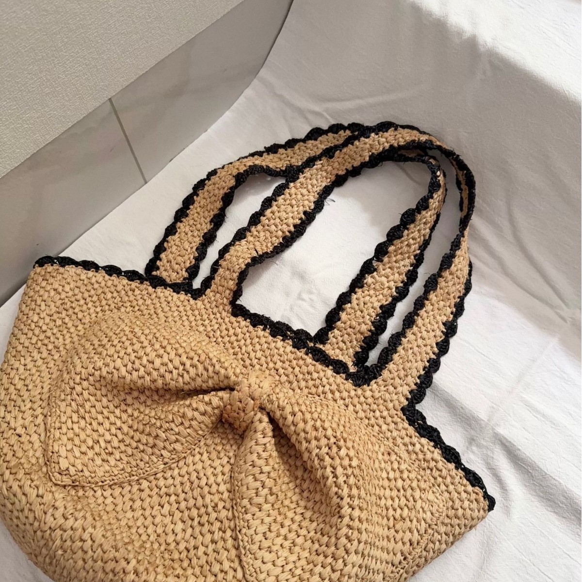 NEW raffia bow crochet handwov - Crochet Bag Raffia recension och pris