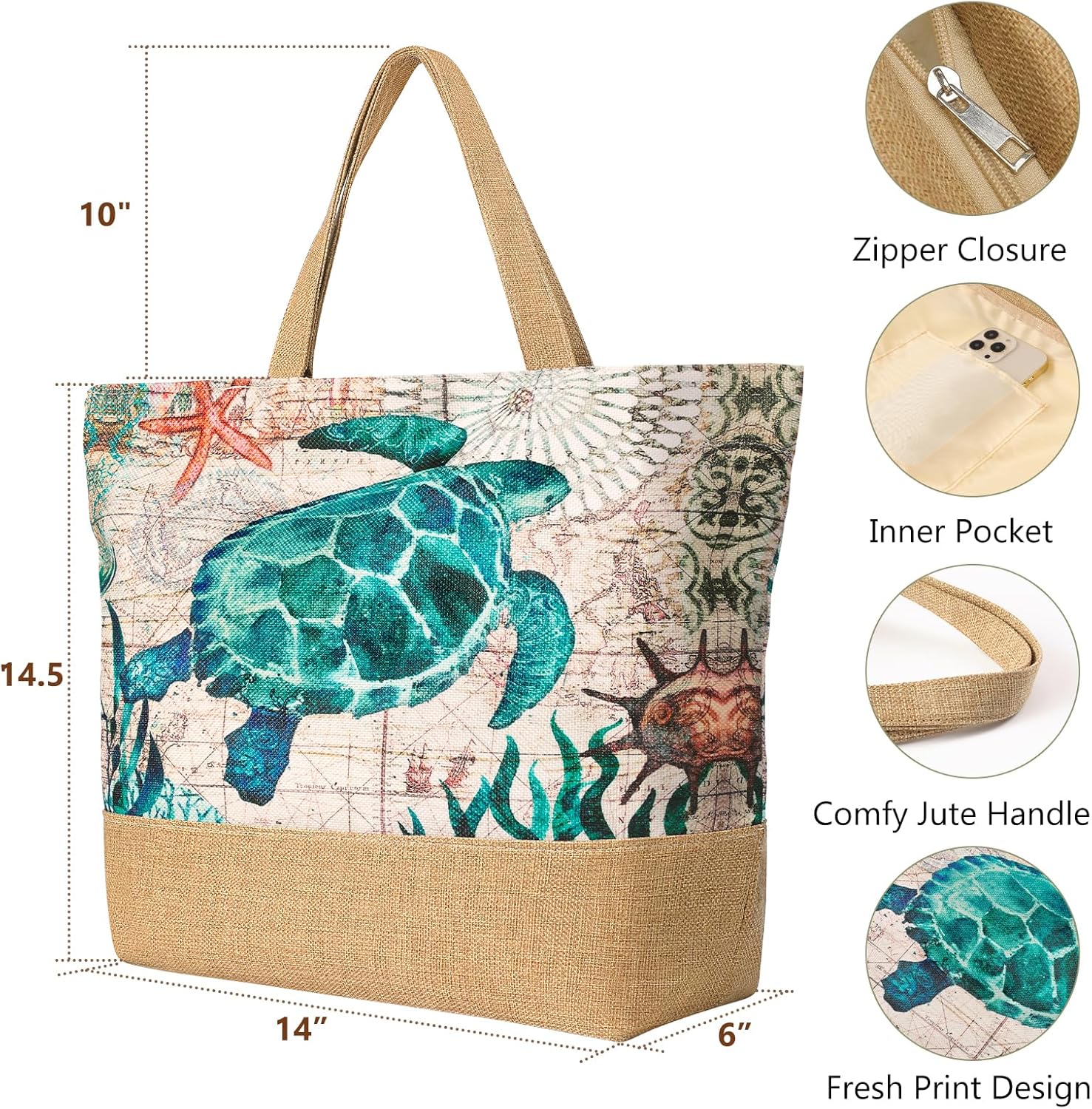 Large Beach Bag for Women with - Tote Bag Beach recension och pris