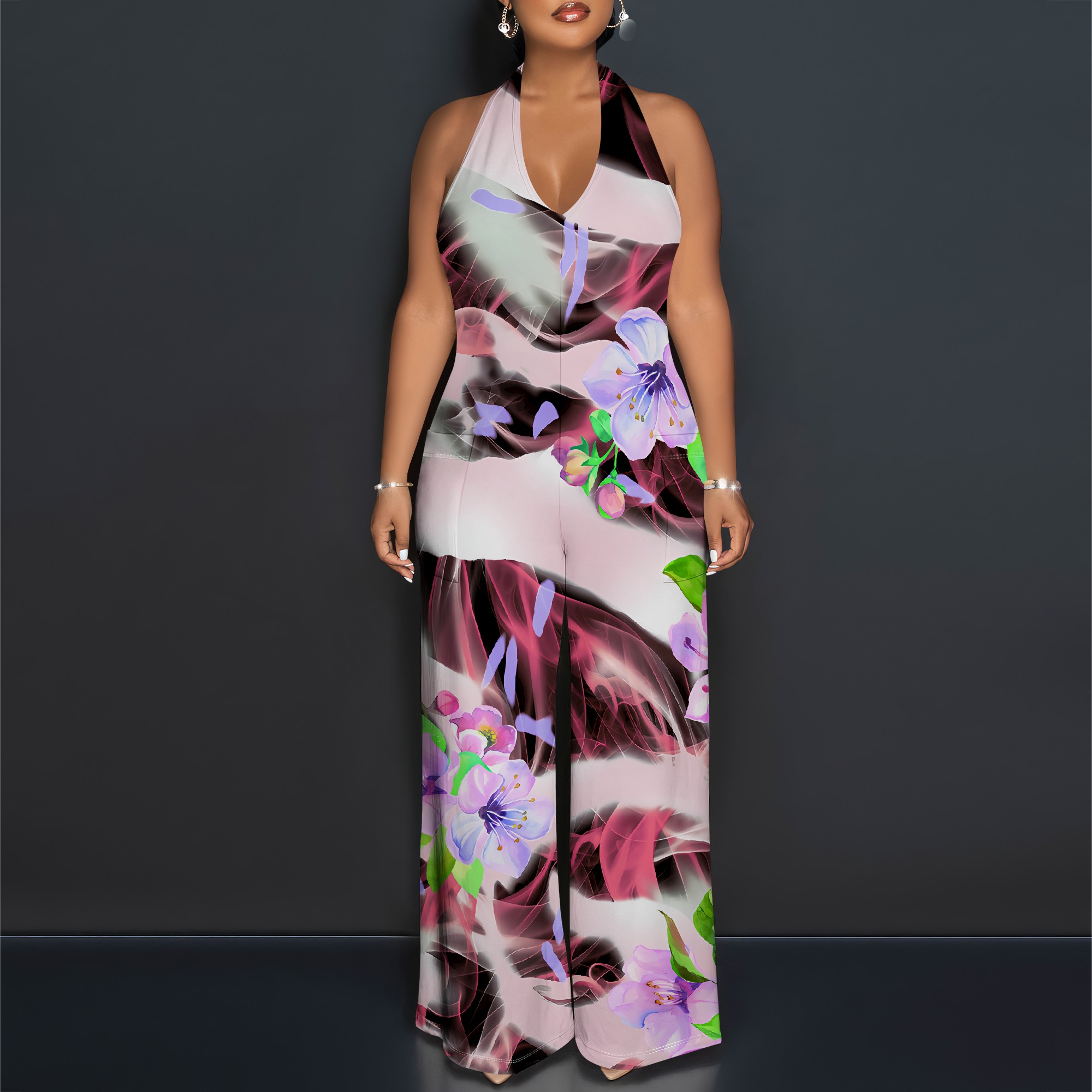 Floral Print Halter Jumpsuit - - Romper Floral Print recension och pris