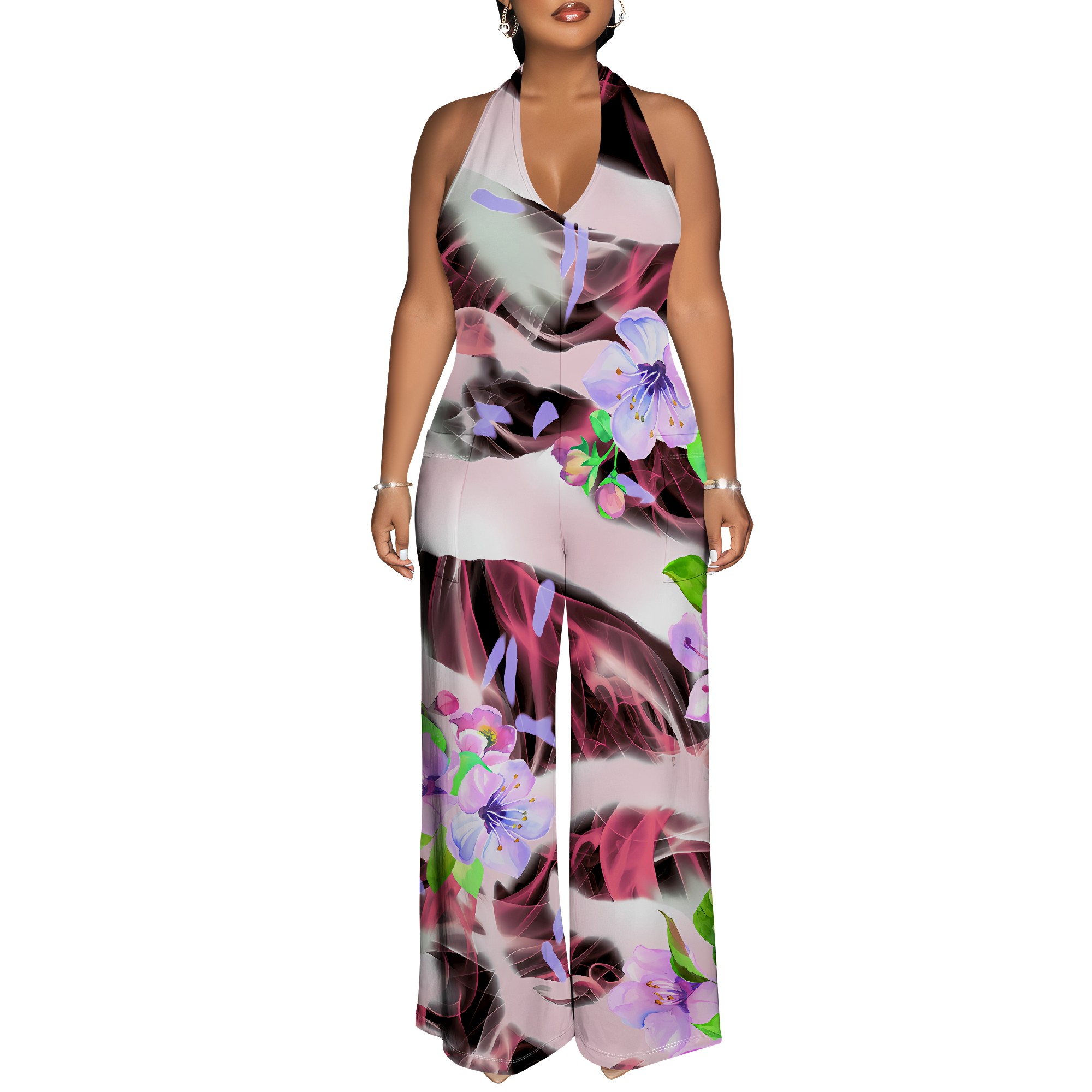 Floral Print Halter Jumpsuit - - Romper Floral Print recension och pris