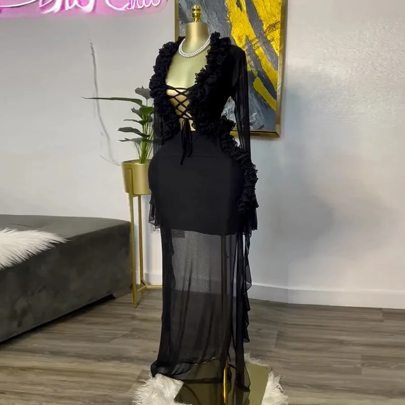Fashion Women Set Mesh Full Sl - Crop Top Crochet recension och pris