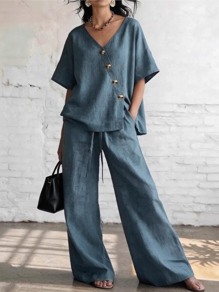 Casual Cotton Loose Pants Sets - Linen Pant Wide recension och pris