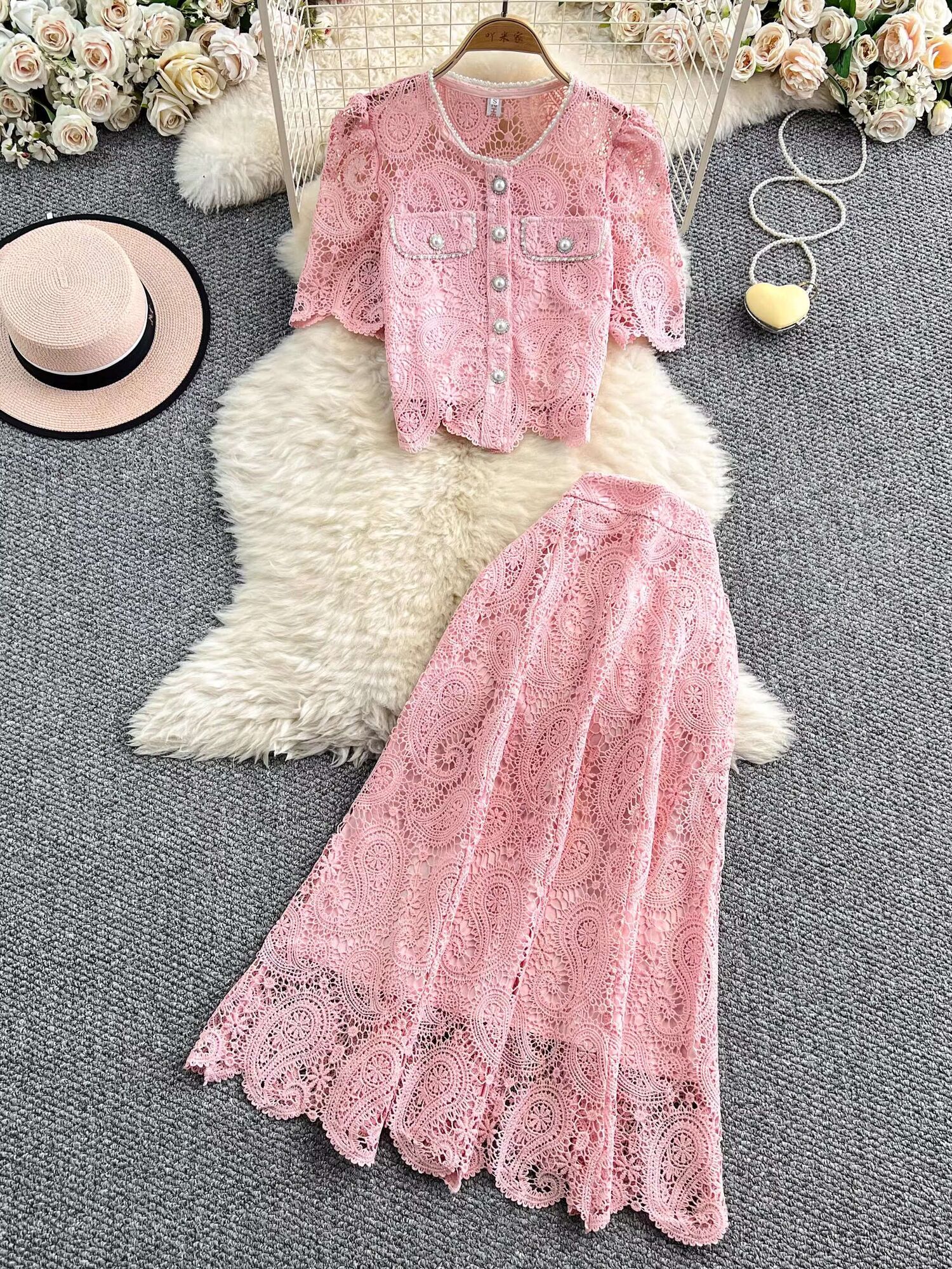 Elegant Pearl Long Dress Suits - Midi Skirt Floral recension och pris