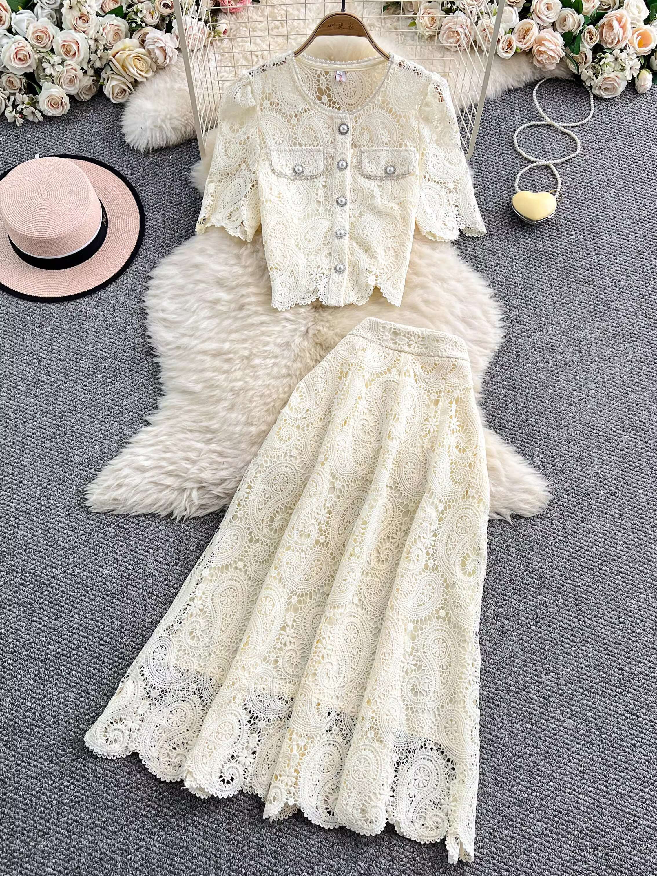 Elegant Pearl Long Dress Suits - Midi Skirt Floral recension och pris