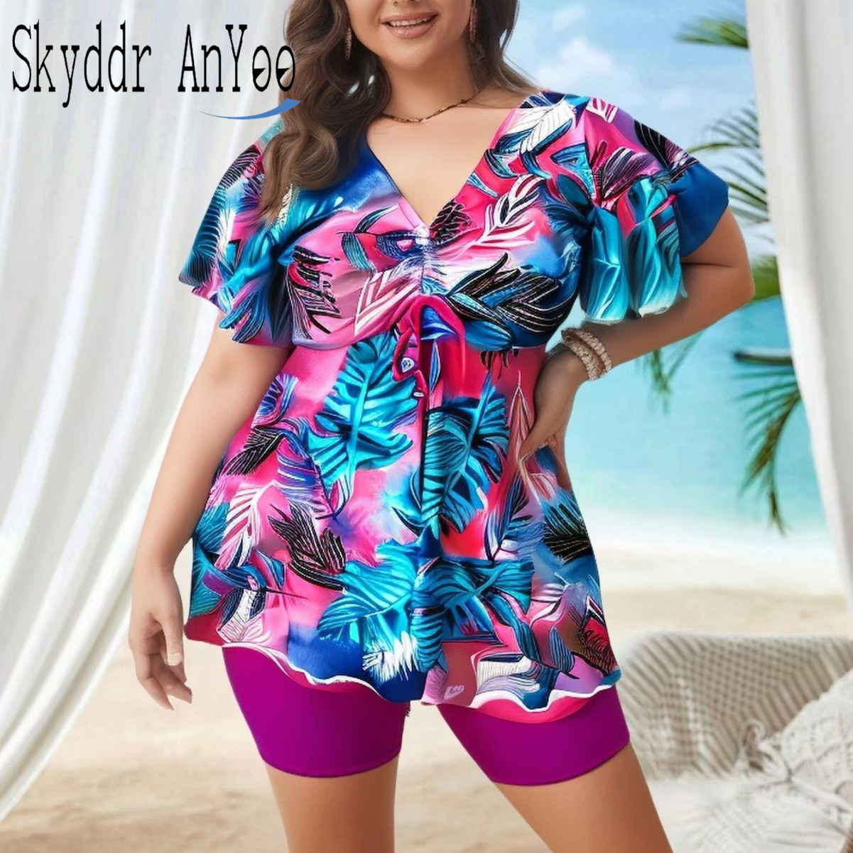 Women's Plus Size Tankini Swim - Romper Floral Print recension och pris