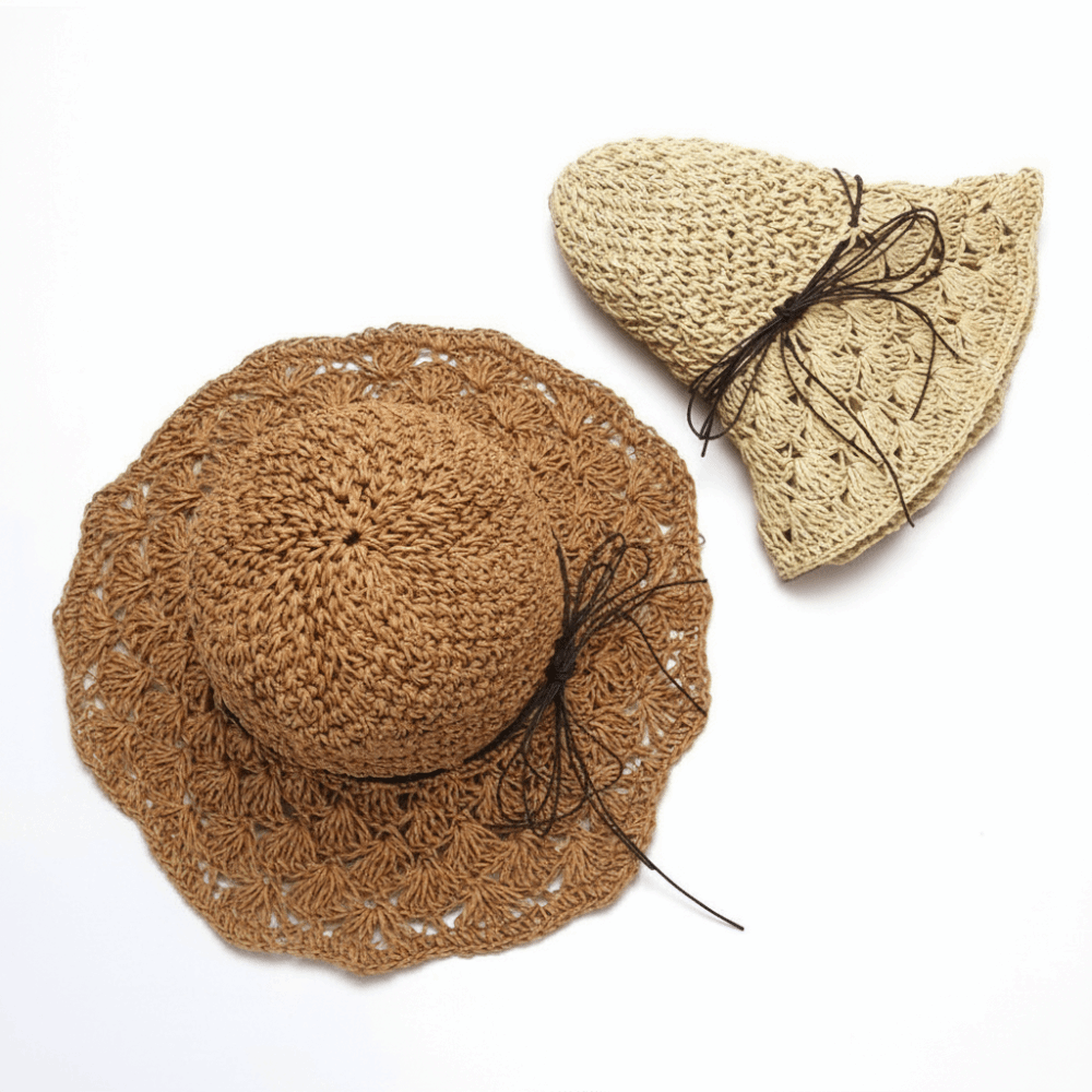Handwoven Crochet Straw Hat Fo - Hat Floppy Wide recension och pris