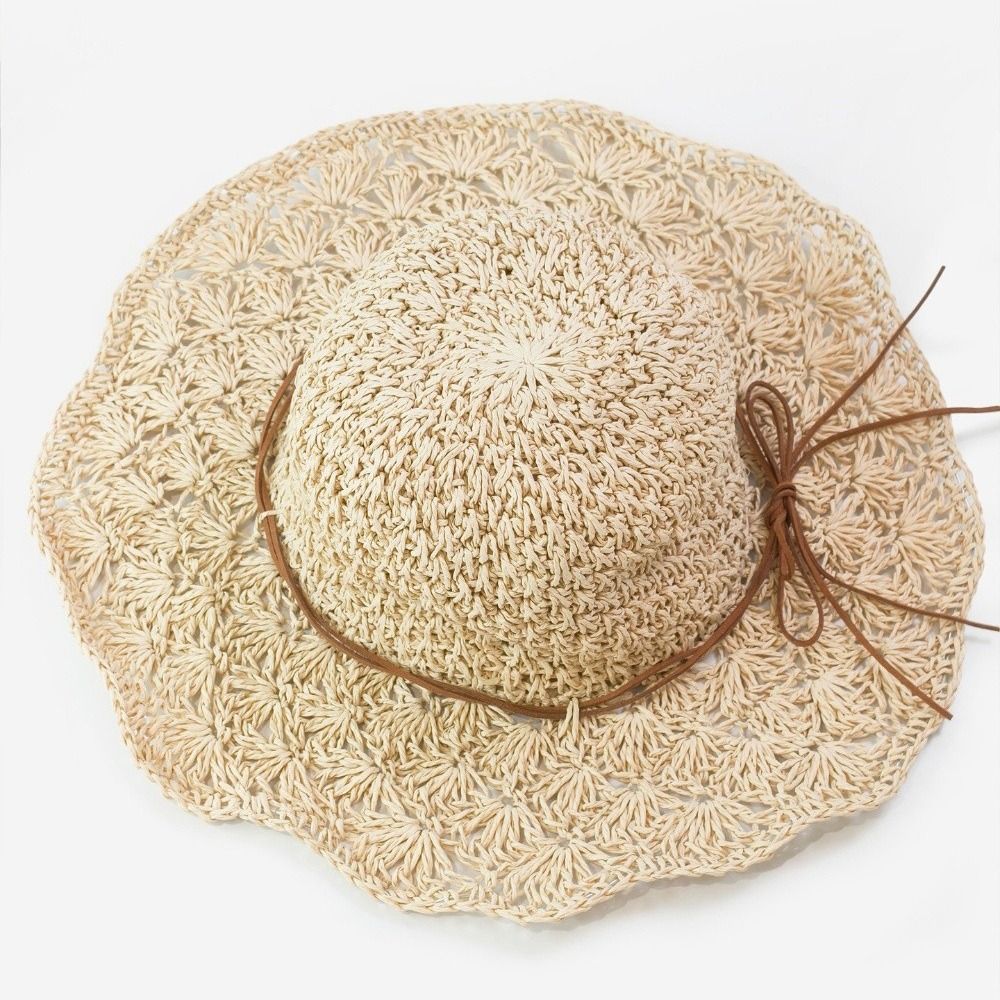 Handwoven Crochet Straw Hat Fo - Hat Floppy Wide recension och pris