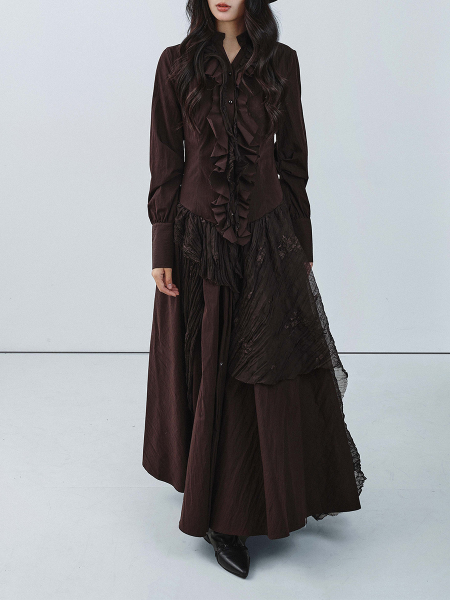TWOTWINSTYLE Brown Spliced Fol - Linen Dress Wrap recension och pris