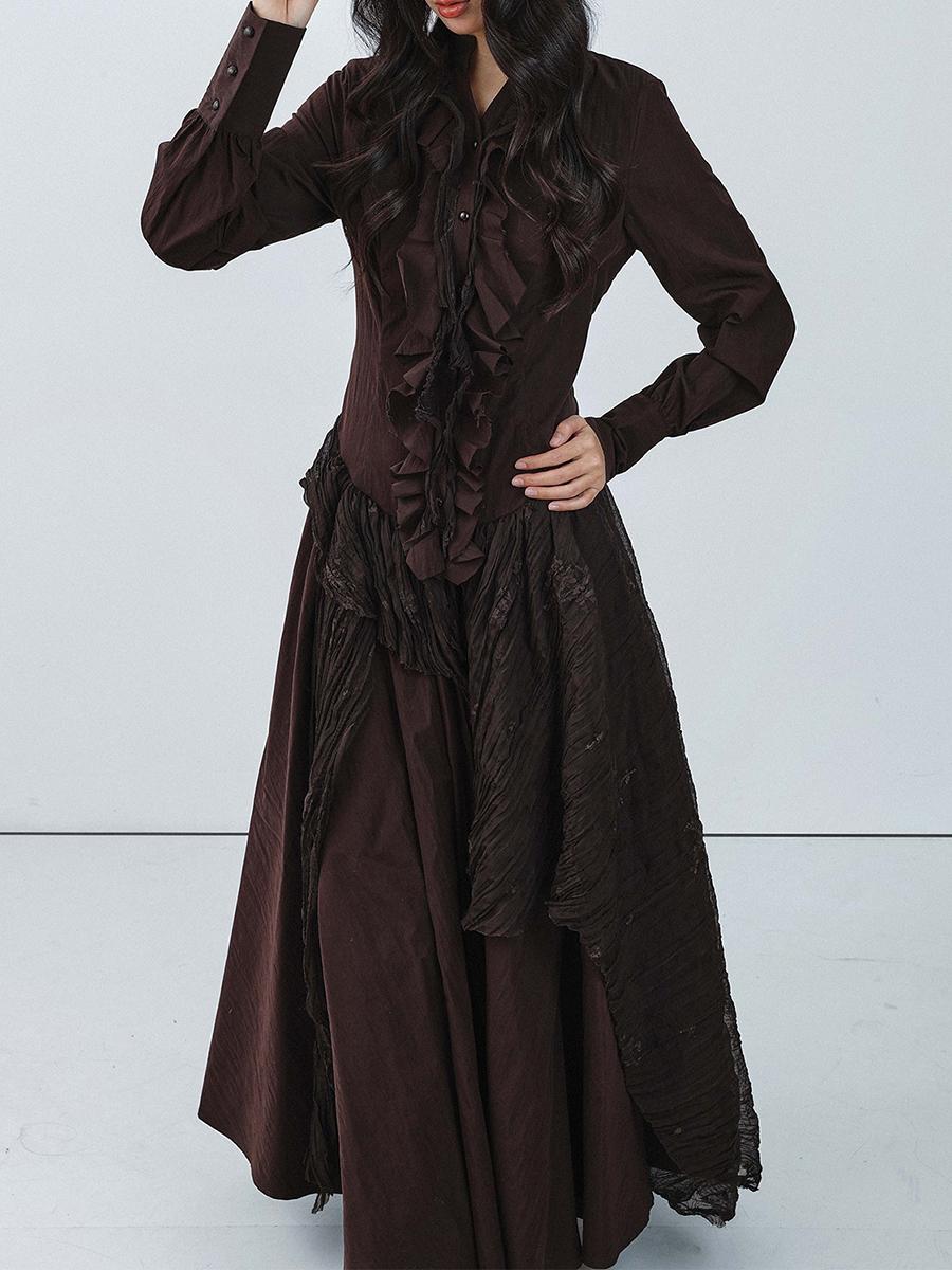 TWOTWINSTYLE Brown Spliced Fol - Linen Dress Wrap recension och pris