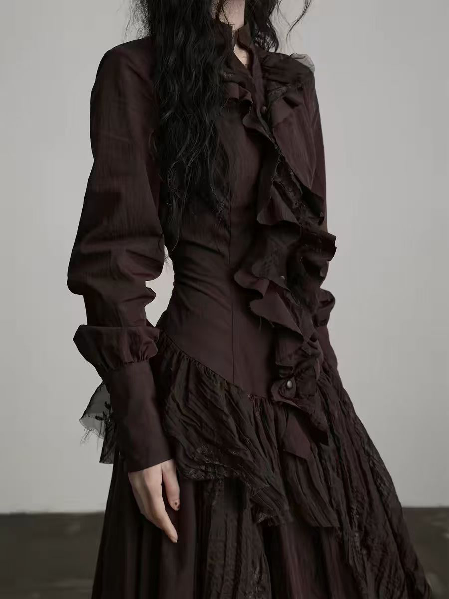 TWOTWINSTYLE Brown Spliced Fol - Linen Dress Wrap recension och pris
