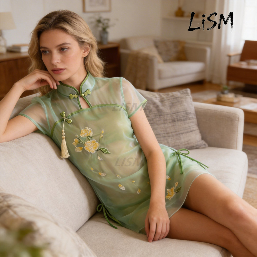 LiSM Women's Cheongsam Pajamas - Kimono Sheer Floral recension och pris