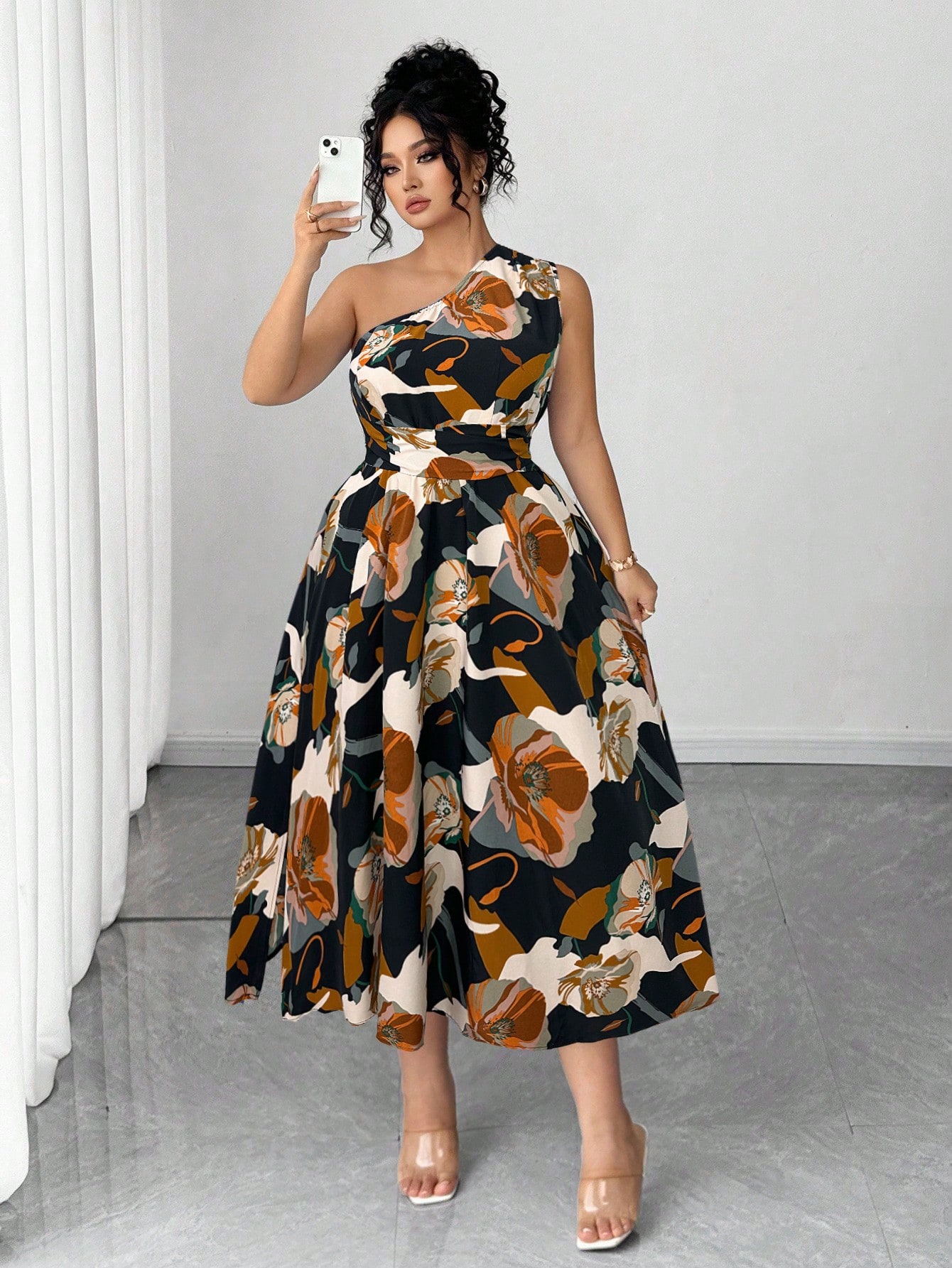 Asymmetrical One-Shoulder Flor - Midi Skirt Floral recension och pris