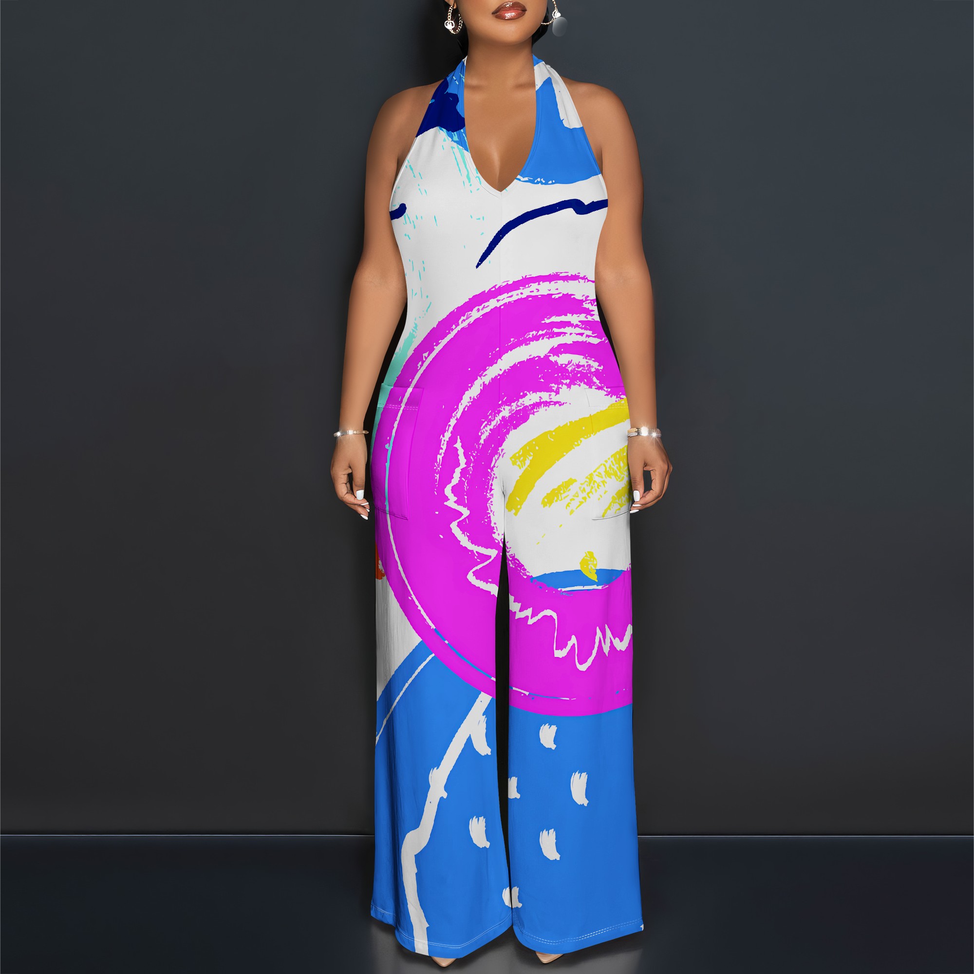 Bold Abstract Brushstroke Halt - Maxi Dress Halter recension och pris