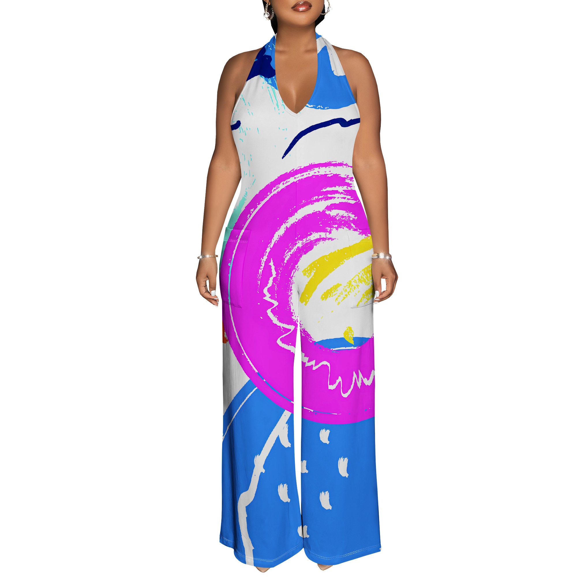 Bold Abstract Brushstroke Halt - Maxi Dress Halter recension och pris