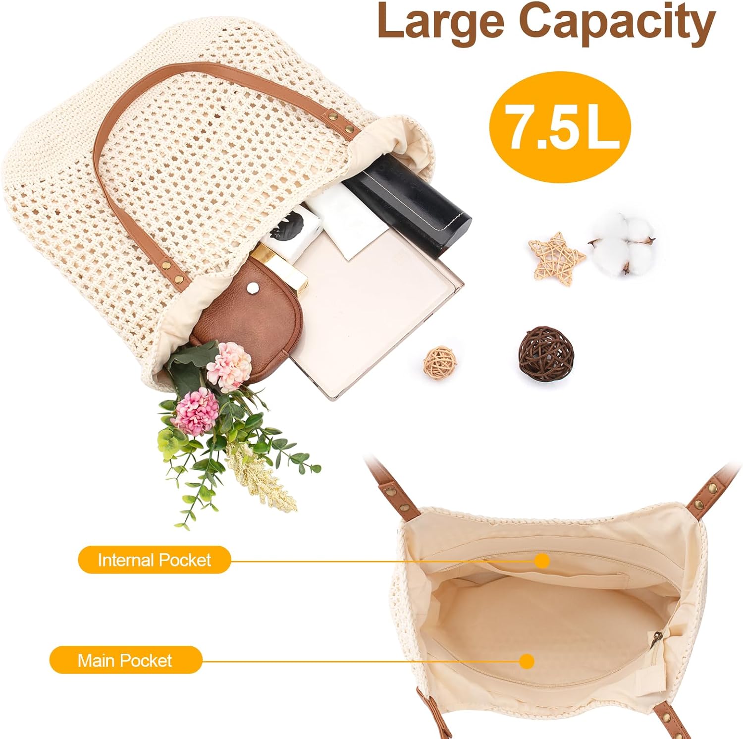Crochet Beach Bag Purse, Boho  - Tote Bag Beach recension och pris