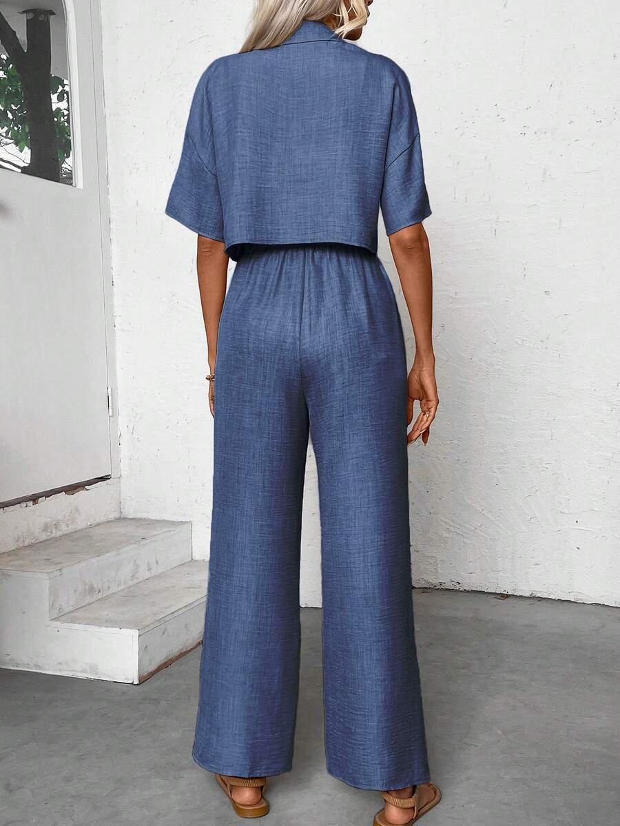 Womens Linen Short Sleeve Shir - Linen Pant Wide recension och pris