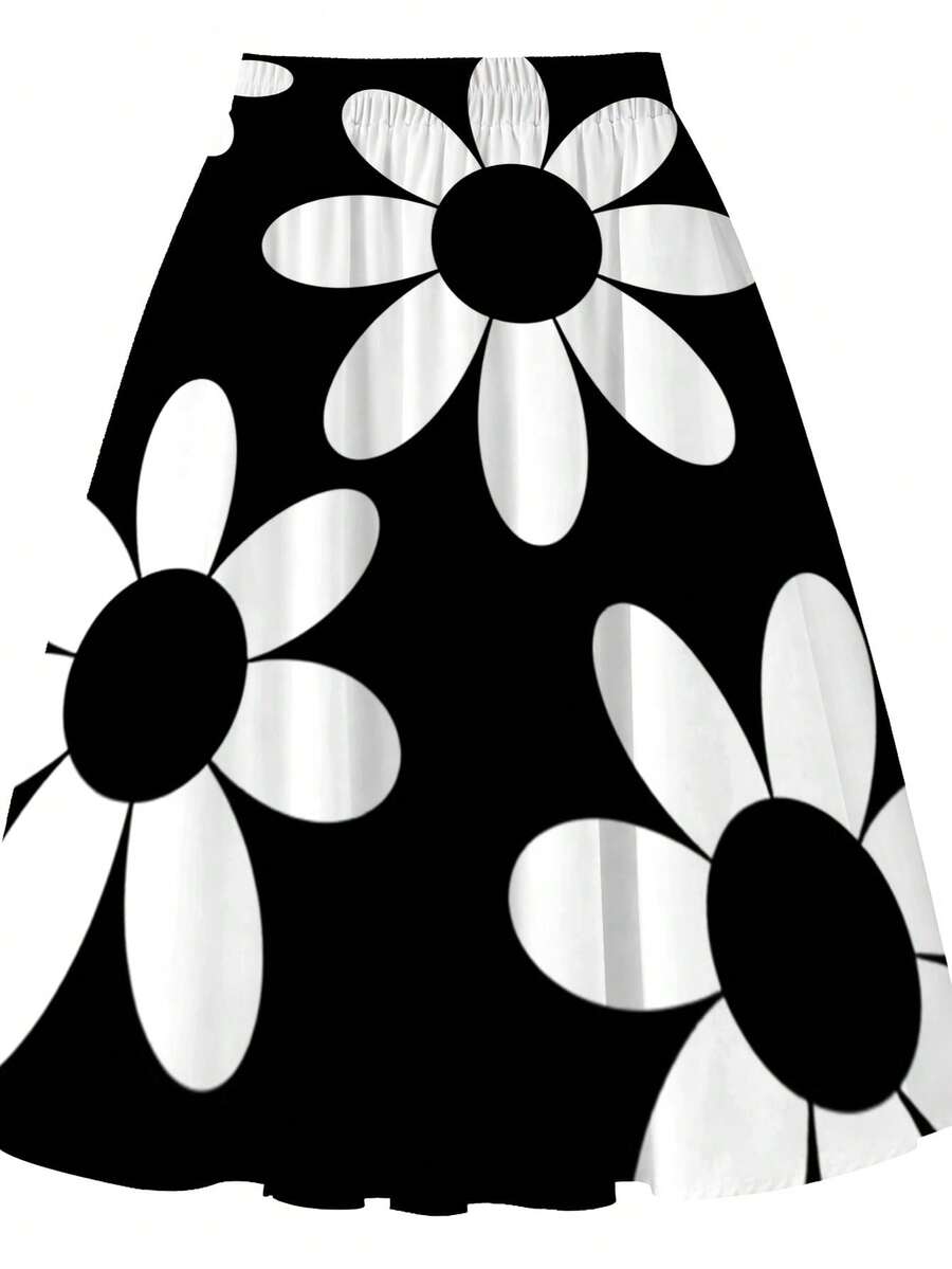 Oversized Womens Daisy Print M - Midi Skirt Floral recension och pris