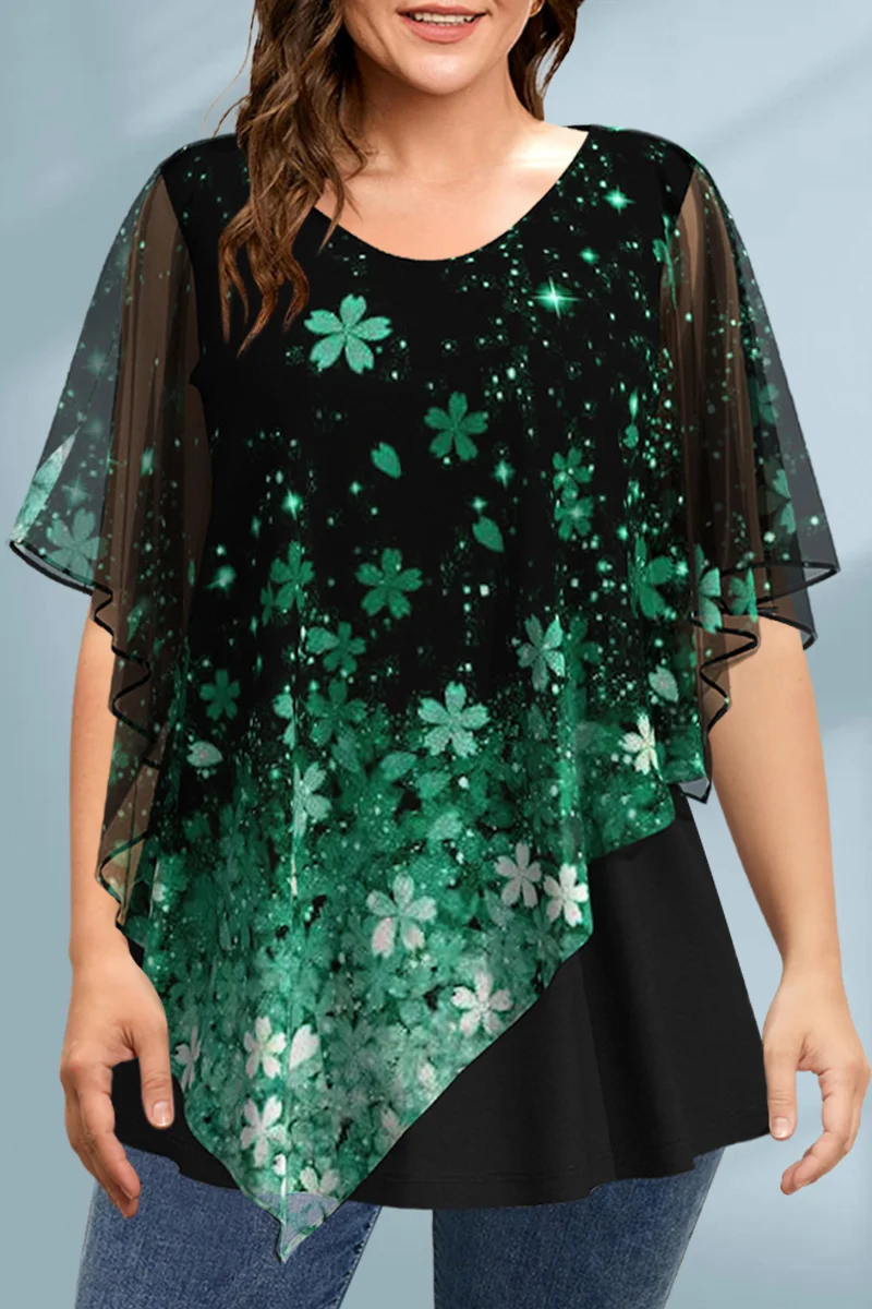 Women's Plus Size Blouse Chiff - Romper Floral Print recension och pris