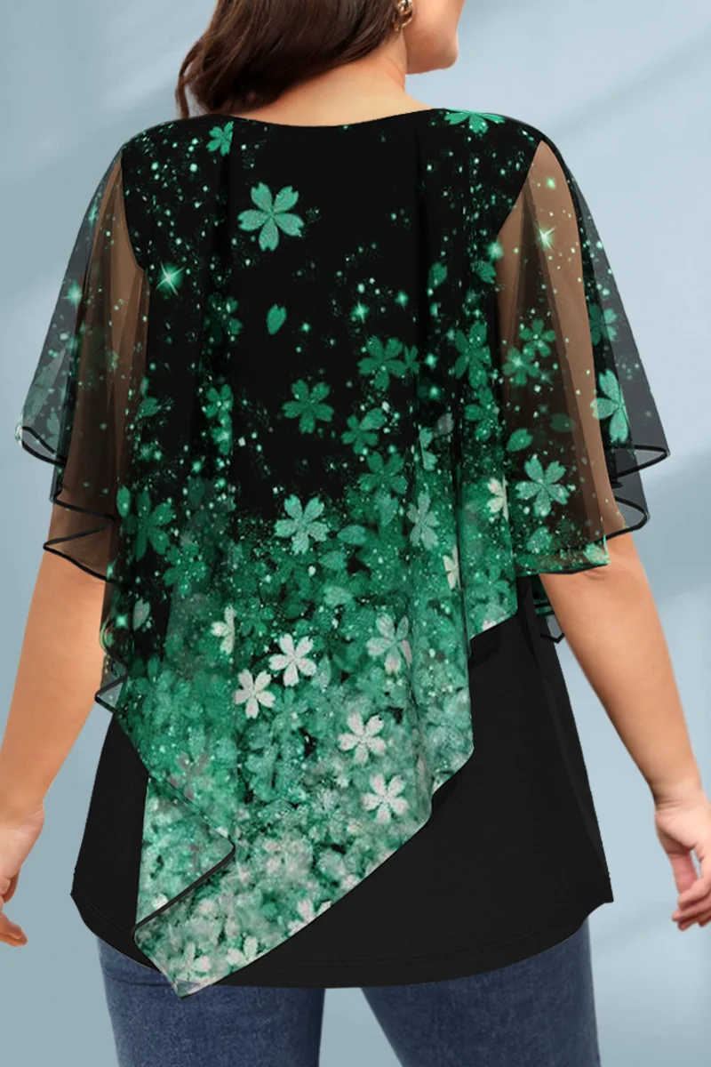 Women's Plus Size Blouse Chiff - Romper Floral Print recension och pris