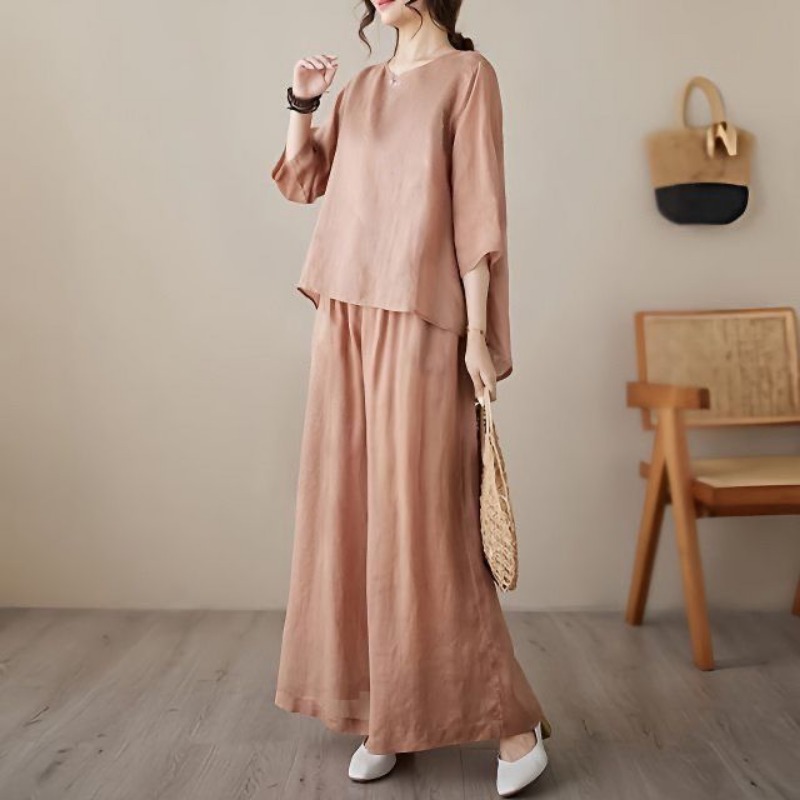 Women's Linen 2-Piece Set Loos - Linen Pant Wide recension och pris